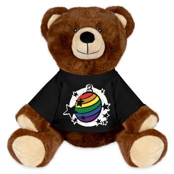 Boule arc-en-ciel / Noël / Étoiles / Noël - Nounours RecycelBär® marron - noir - Devant