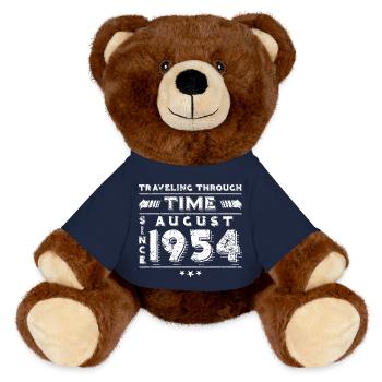 Vintage Time Travel Birthday Design August 1954 - MiniFeet® RecycelBär® Teddy Bear Brown - french navy - Front