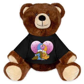 Couple de gnomes pour la Saint-Valentin et les amoureux - Nounours RecycelBär® marron - noir - Devant