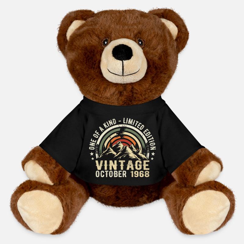 Anniversaire octobre 1968 - Born in October 1968 - MiniFeet® RecycelBär® Teddy Bear Brown - black