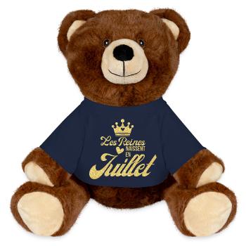 Königinnen werden im Juli geboren Glitzer - MiniFeet® RecycelBär® Braun - French Navy - Vorne