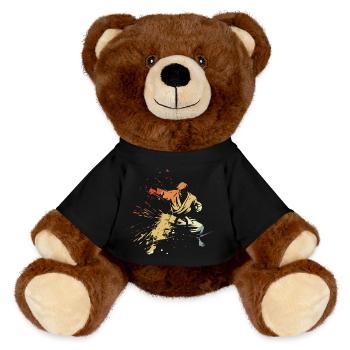 Karate Junge Grafik - MiniFeet® RecycelBär® Braun - Schwarz - Vorne
