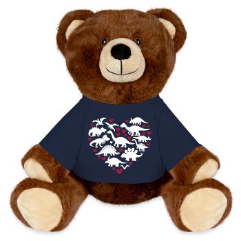 I Love Dinosaurs - MiniFeet® RecycelBär® Teddy Bear Brown - french navy - Front