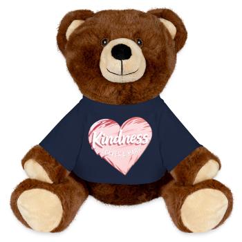 Herz mit Botschaft für Freundlichkeit in englisch - MiniFeet® RecycelBär® Braun - French Navy - Vorne