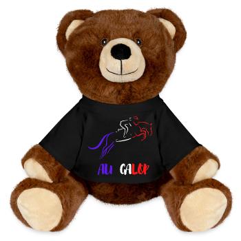 At the GALOP Blue White Red - MiniFeet® RecycelBär® Teddy Bear Brown - black - Front