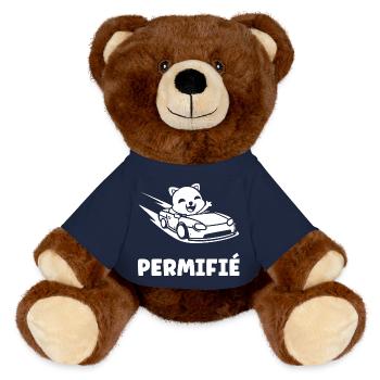 Driver's license humor - MiniFeet® RecycelBär® Teddy Bear Brown - french navy - Front