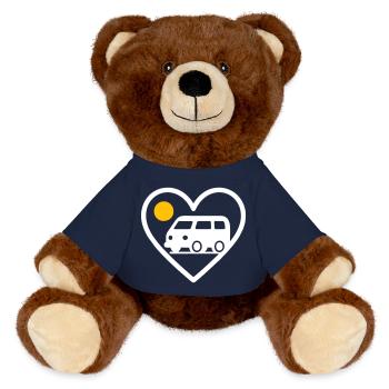 Vanlife Heart Van Travel Road Adventure - MiniFeet® RecycelBär® Teddy Bear Brown - french navy - Front