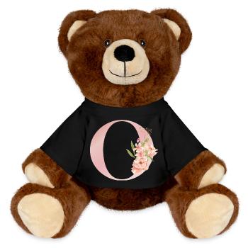 C Floral Pastel Monogram - MiniFeet® RecycelBär® Teddy Bear Brown - black - Front