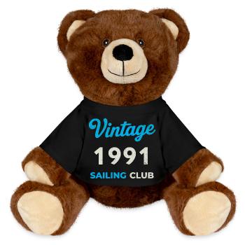 Vintage 1991 – Sailing Club Retro Year of Birth - MiniFeet® RecycelBär® Teddy Bear Brown - black - Front