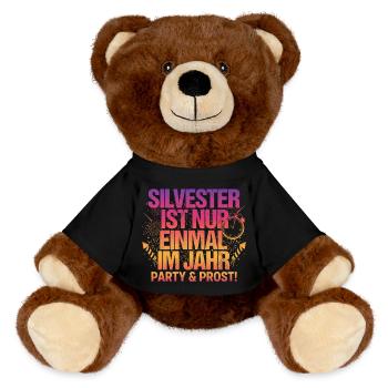 Silvester Party - MiniFeet® RecycelBär® Braun - Schwarz - Vorne