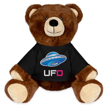 Futuristic Neon UFO - MiniFeet® RecycelBär® Teddy Bear Brown - black - Front