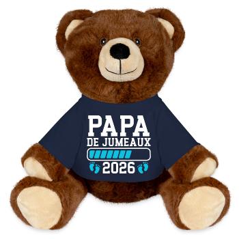 Aktueller Vater kündigt den Vater der Zwillinge 2026 an - MiniFeet® RecycelBär® Braun - French Navy - Vorne