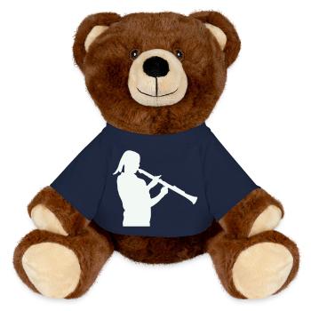 Silhouette mit Klarinette - MiniFeet® RecycelBär® Braun - French Navy - Vorne