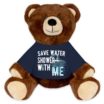 Save Water Shower With Me Funny Witty - MiniFeet® RecycelBär® Teddy Bear Brown - french navy - Front