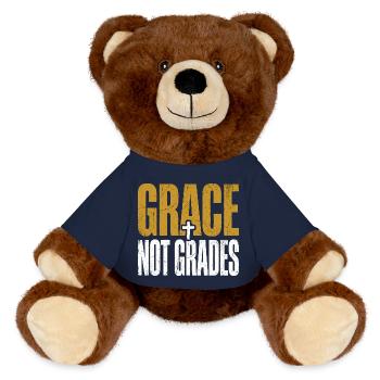 Grace Not Grades Christlicher Lehrer Jesus Glaube - MiniFeet® RecycelBär® Braun - French Navy - Vorne