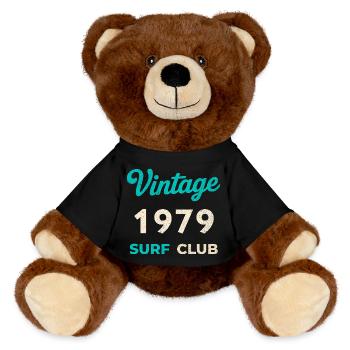 Cadeau vintage de l’année de naissance rétro du Surf Club 1979 - Nounours RecycelBär® marron - noir - Devant
