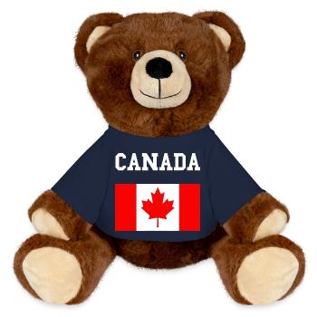 Maple Leaf Kanada-Flagge - MiniFeet® RecycelBär® Braun - French Navy - Vorne