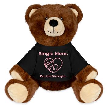 Single Mom. Double Strength. - MiniFeet® RecycelBär® Braun - Schwarz - Vorne