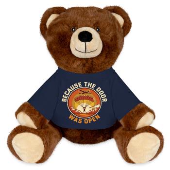 Skydiving Humor Because Door Was Open - MiniFeet® RecycelBär® Teddy Bear Brown - french navy - Front