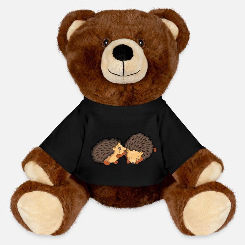 Deux hérissons mignons - Nounours RecycelBär® marron - noir