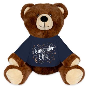 Singender Opa - unser Opa Großvater singt gerne - MiniFeet® RecycelBär® Braun - French Navy - Vorne