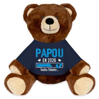 Papua im Jahr 2026 Zukunft Opa Geschenk - MiniFeet® RecycelBär® Braun - French Navy - Vorne