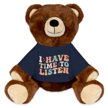 I Have Time To Listen - Mental Health - MiniFeet® RecycelBär® Teddy Bear Brown - french navy - Front