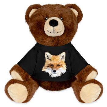 Polygonal Fox Head - MiniFeet® RecycelBär® Teddy Bear Brown - black - Front