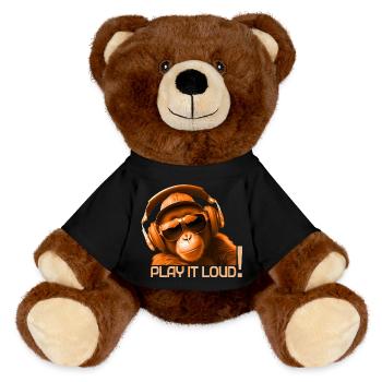 Play It Loud Monkey DJ - MiniFeet® RecycelBär® Teddy Bear Brown - black - Front