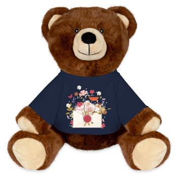 floraler Briefumschlag mit Blüten und Siegel - MiniFeet® RecycelBär® Braun - French Navy - Vorne