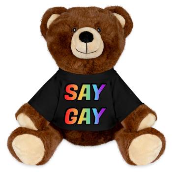 DITES GAY LGBT Pride - Nounours RecycelBär® marron - noir - Devant