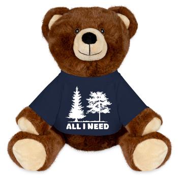 Wald Natur Birke all i need Baum lustige Sprüche - MiniFeet® RecycelBär® Braun - French Navy - Vorne