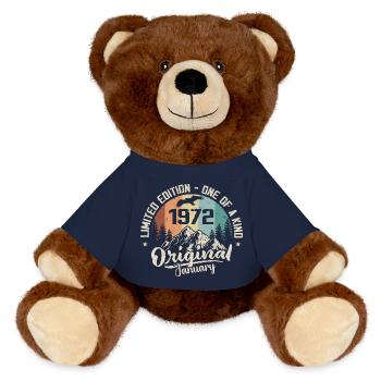 January 1972 Original 53rd Birthday Gift - MiniFeet® RecycelBär® Teddy Bear Brown - french navy - Front