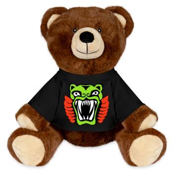 Tiger illustration magic jungle ancient style - MiniFeet® RecycelBär® Teddy Bear Brown - black - Front