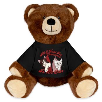 TOUT CE QUE JE VEUX POUR NOËL, C’EST 100 CHATS - Nounours RecycelBär® marron - noir - Devant