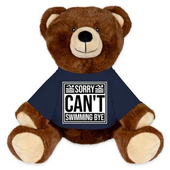 Sorry Can't Swimming Bye Schwimmer Ausrede Humor - MiniFeet® RecycelBär® Braun - French Navy - Vorne