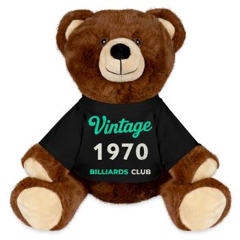 Vintage 1970 – Billiards Club Retro Geburtsjahr - MiniFeet® RecycelBär® Braun - Schwarz - Vorne