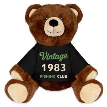 Vintage 1983 – Année de naissance rétro du club de pêche - Nounours RecycelBär® marron - noir - Devant
