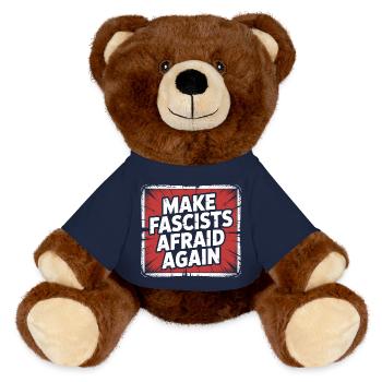 Make Fascist afraid again - Antifascist Merch - MiniFeet® RecycelBär® Teddy Bear Brown - french navy - Front