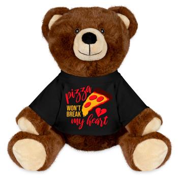 La pizza ne me brisera pas le cœur La nourriture aime l’humour - Nounours RecycelBär® marron - noir - Devant