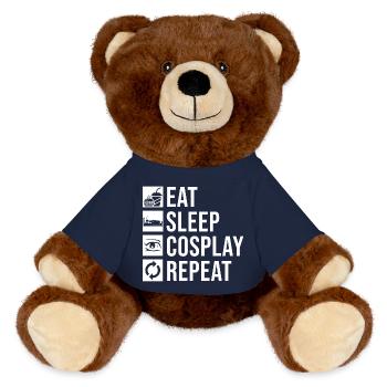 Essen, schlafen, Cosplay wiederholen - MiniFeet® RecycelBär® Braun - French Navy - Vorne