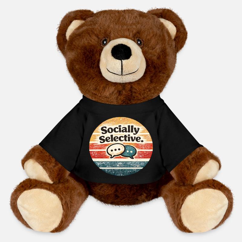 Socially Selective – Retro Chat Meme - MiniFeet® RecycelBär® Braun - Schwarz
