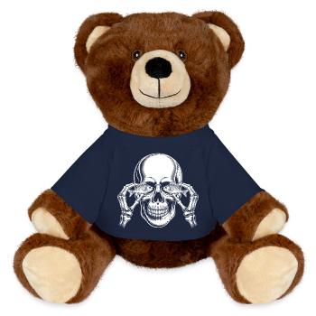 Skull with Fish Eyes - MiniFeet® RecycelBär® Teddy Bear Brown - french navy - Front