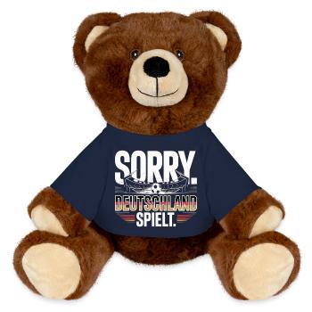 Sorry Germany plays football fan - MiniFeet® RecycelBär® Teddy Bear Brown - french navy - Front