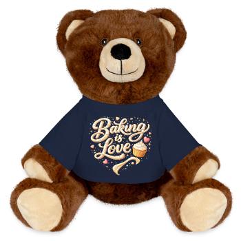 Baking is Love Backen Spruch Design  - MiniFeet® RecycelBär® Braun - French Navy - Vorne