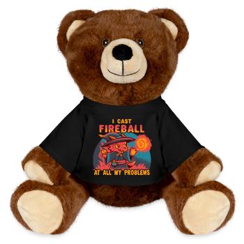 Ich zaubere Feuerball bei all meinen Problemen - MiniFeet® RecycelBär® Braun - Schwarz - Vorne