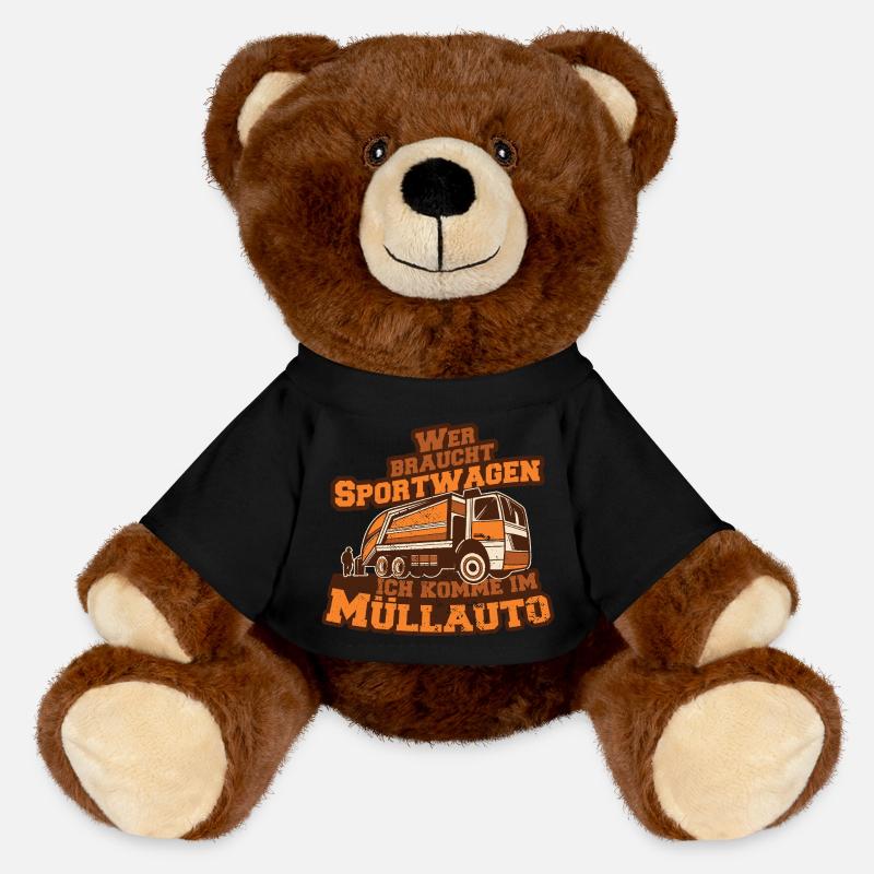 Müllauto Spruch - MiniFeet® RecycelBär® Braun - Schwarz