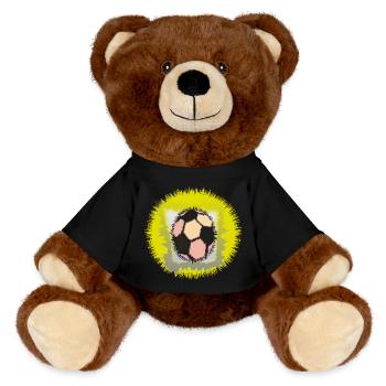 Explosiver Fußball-Aura - MiniFeet® RecycelBär® Braun - Schwarz - Vorne