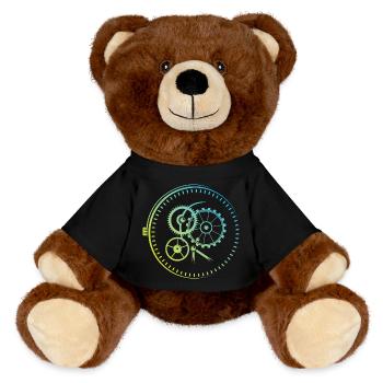 Masterpiece Watches Clock Mechanics Colors icon Logo - MiniFeet® RecycelBär® Teddy Bear Brown - black - Front