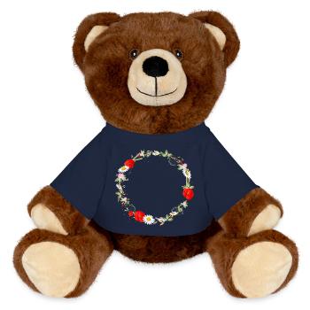 belle couronne de prairie d’été avec des coquelicots - Nounours RecycelBär® marron - bleu marine - Devant